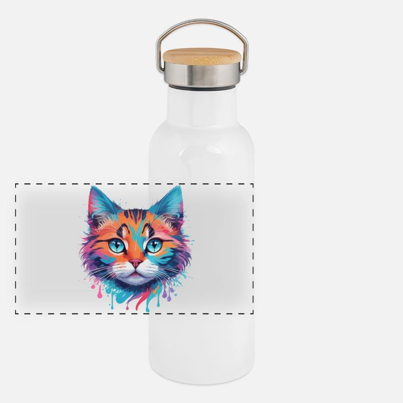 Chat mignon Gourde isotherme avec bouchon en bambou