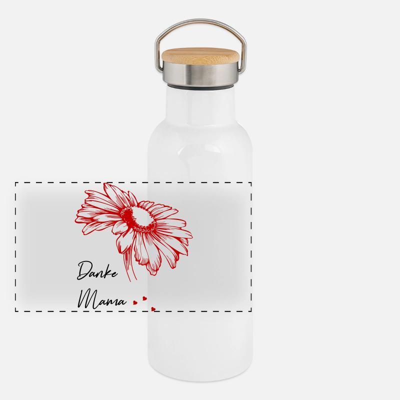 Muttertag Danke Mama Panorama Thermosflasche mit Bambusdeckel