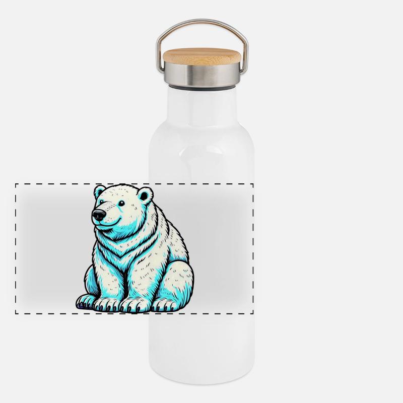 Eisbär Panorama Thermosflasche mit Bambusdeckel