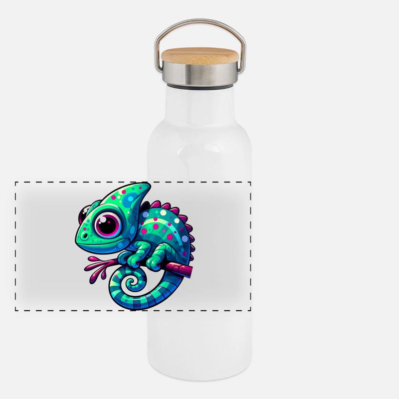 Caméléon Gourde isotherme avec bouchon en bambou