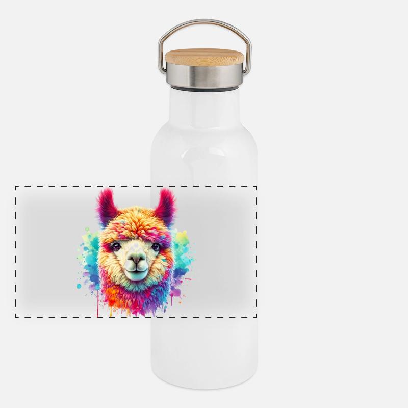 Alpaka Panorama Thermosflasche mit Bambusdeckel