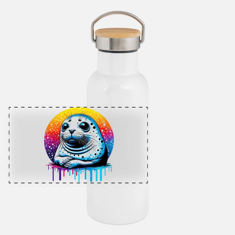 Phoque Gourde isotherme avec bouchon en bambou