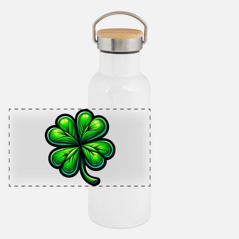 Four-leaf clover Panoramic Thermal Bottle with Bamboo Lid