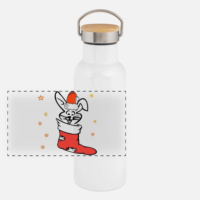 Lapin de Pâques Saint-Nicolas Gourde isotherme avec bouchon en bambou