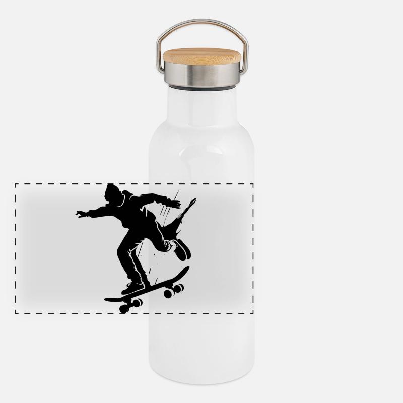 Skateboarder Panorama Thermosflasche mit Bambusdeckel