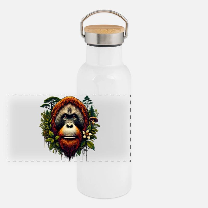 Orang-Utan Affe Orang-Utan Panorama Thermosflasche mit Bambusdeckel