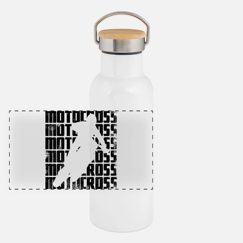 Motocross Panorama Thermosflasche mit Bambusdeckel