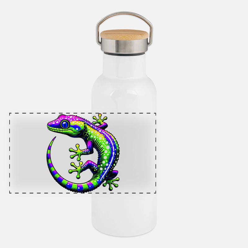 Gecko Gourde isotherme avec bouchon en bambou