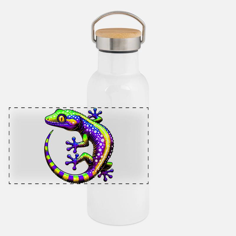 Gecko Gourde isotherme avec bouchon en bambou