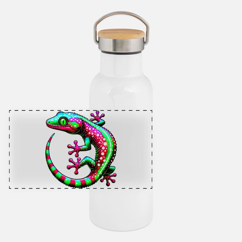 Gecko Gourde isotherme avec bouchon en bambou