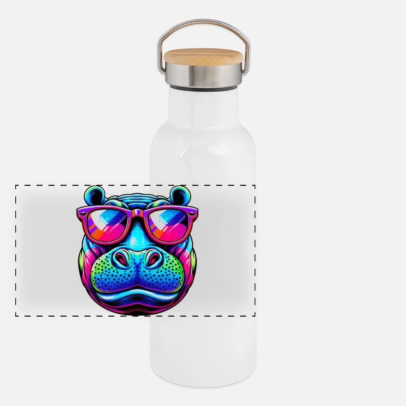 Hippopotame Gourde isotherme avec bouchon en bambou