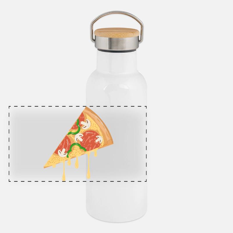 Pizza slice drawn in classic look Panoramic Thermal Bottle with Bamboo Lid