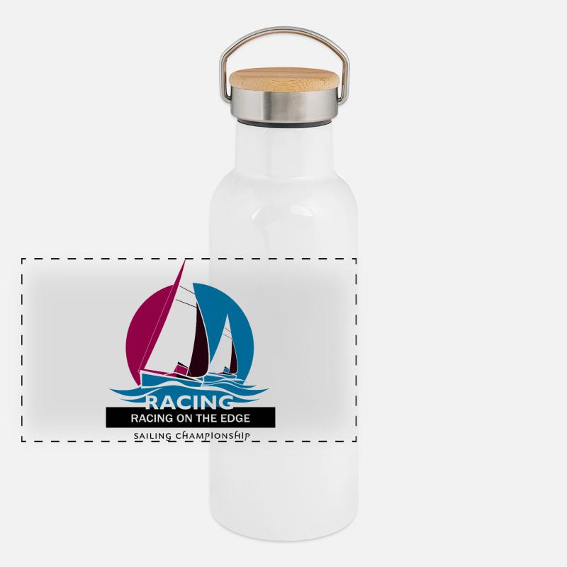 Segelboot Rennen Panorama Thermosflasche mit Bambusdeckel