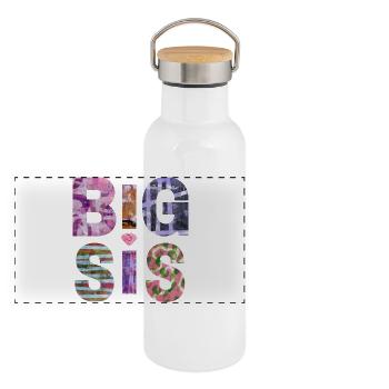 BIG SIS II- Sister - Große Schwester - Partnerlook - Panorama Thermosflasche mit Bambusdeckel - Weiß - Vorne