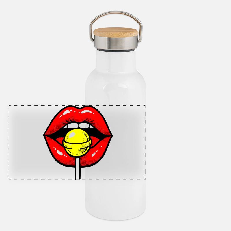 Lolli Lips Panorama Thermosflasche mit Bambusdeckel
