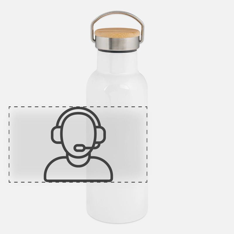 Logo des Helpdesk-Support-Symbols Panorama Thermosflasche mit Bambusdeckel
