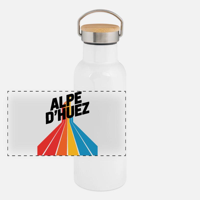 Alpe d’Huez Vintage Cyclisme Gourde isotherme avec bouchon en bambou