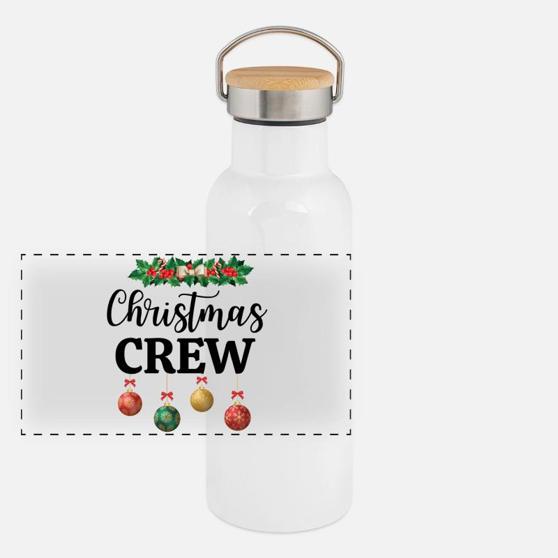 WEIHNACHTS-CREW Panorama Thermosflasche mit Bambusdeckel