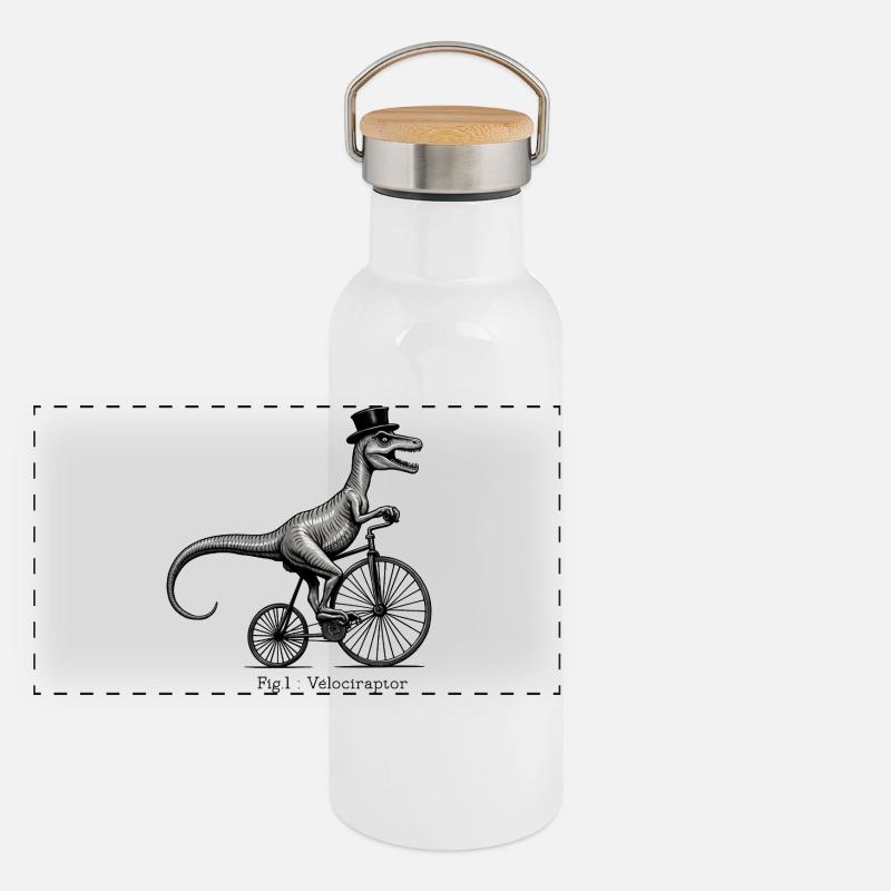 Velociraptor Panorama Thermosflasche mit Bambusdeckel