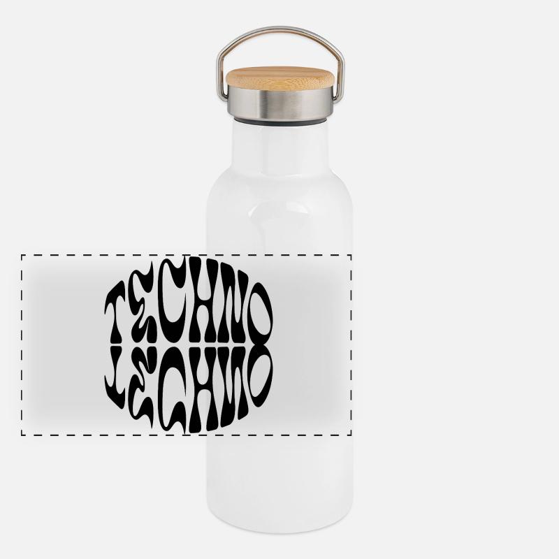 Techno Liquid Logo-Design Panorama Thermosflasche mit Bambusdeckel