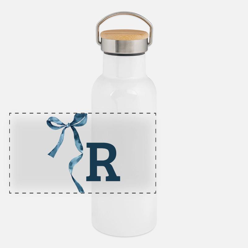 Monogramm r Geschenkidee Panorama Thermosflasche mit Bambusdeckel