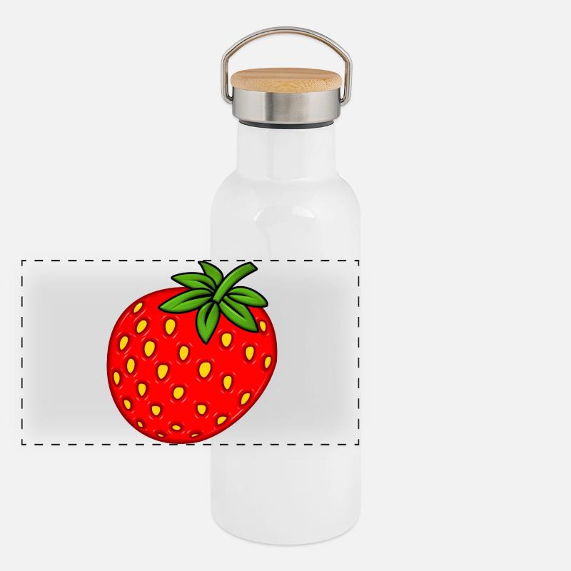 Erdbeere Panorama Thermosflasche mit Bambusdeckel