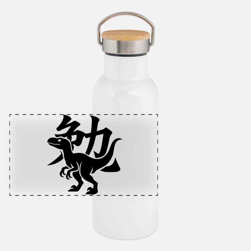 Raptor Kanji Ben Panorama Thermosflasche mit Bambusdeckel