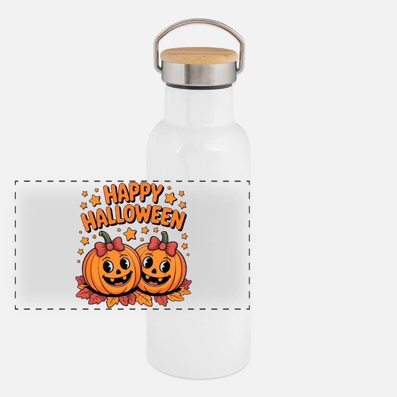 Pumpkin Joy Happy Halloween Duo Panoramic Thermal Bottle with Bamboo Lid
