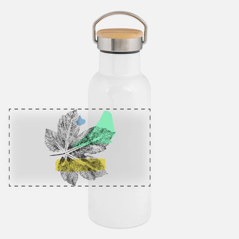 Leaf Maple - Abstrake Art Panoramic Thermal Bottle with Bamboo Lid