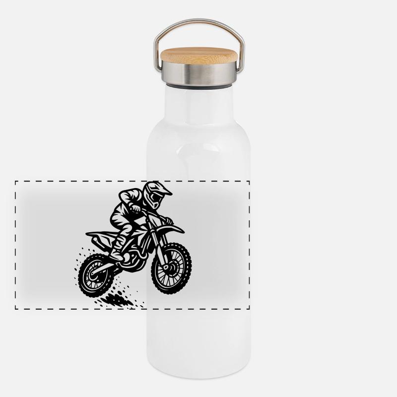 Conception de motocross Gourde isotherme avec bouchon en bambou