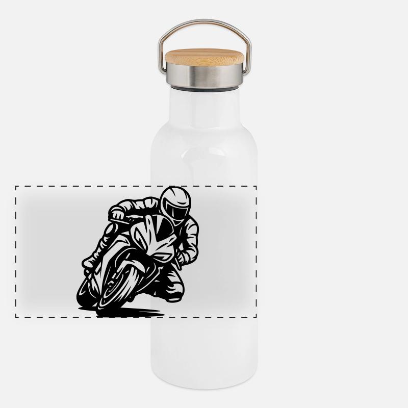Motorrad Panorama Thermosflasche mit Bambusdeckel