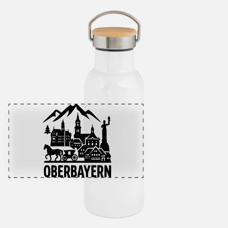 oberbayern bayrisch  Panorama Thermosflasche mit Bambusdeckel