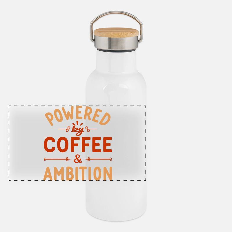 Café et ambition – Motivation et succès Gourde isotherme avec bouchon en bambou