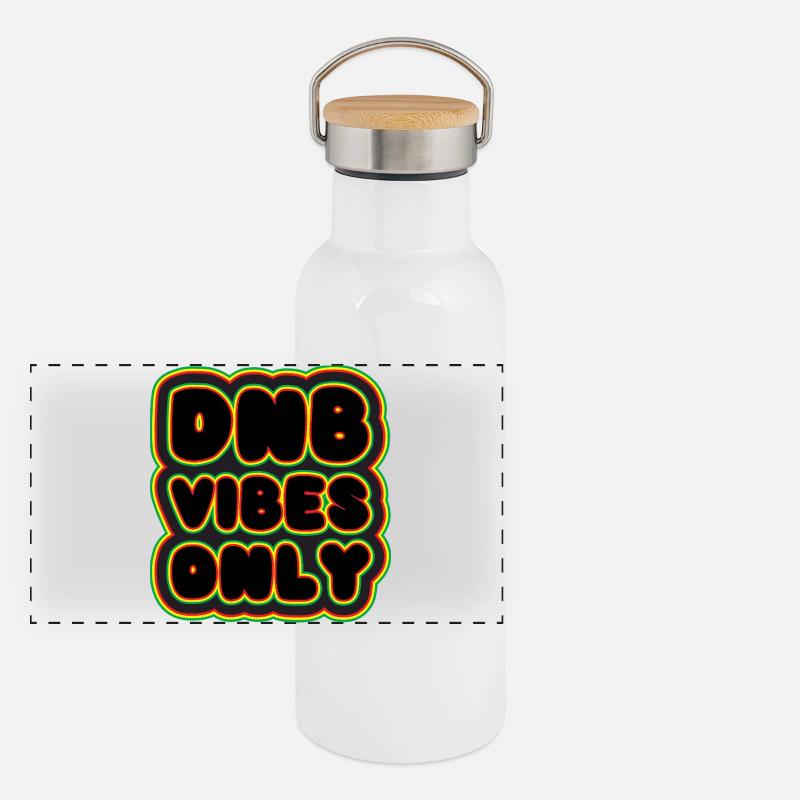 DNB Vibes Nur Neon Panorama Thermosflasche mit Bambusdeckel