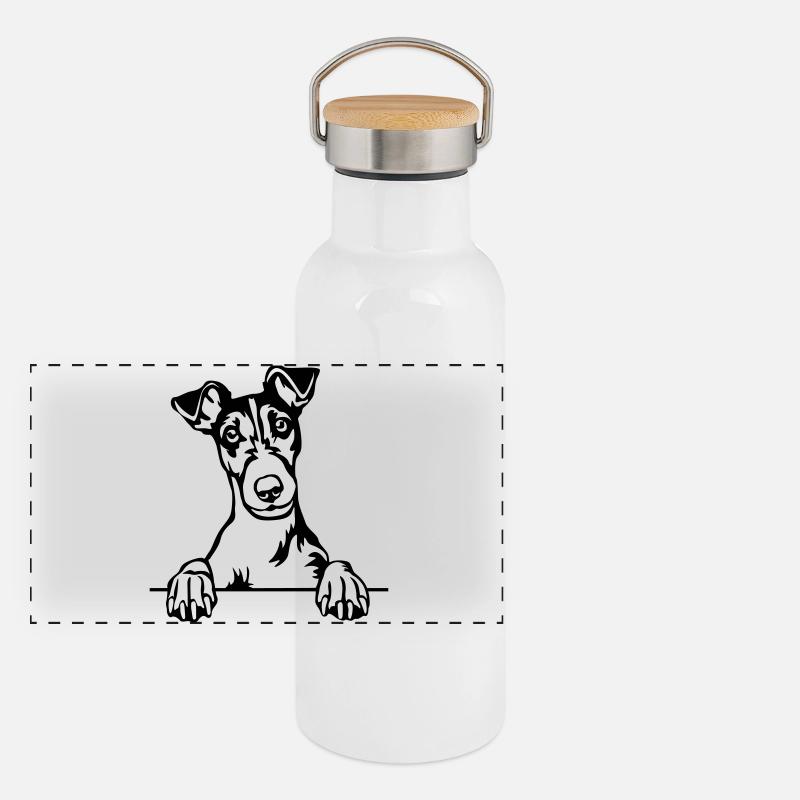 Tête de Fox Terrier Gourde isotherme avec bouchon en bambou