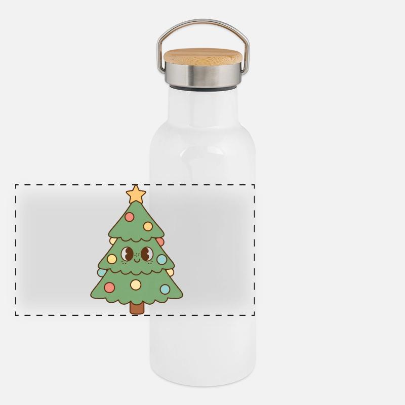 Christmas tree Panoramic Thermal Bottle with Bamboo Lid