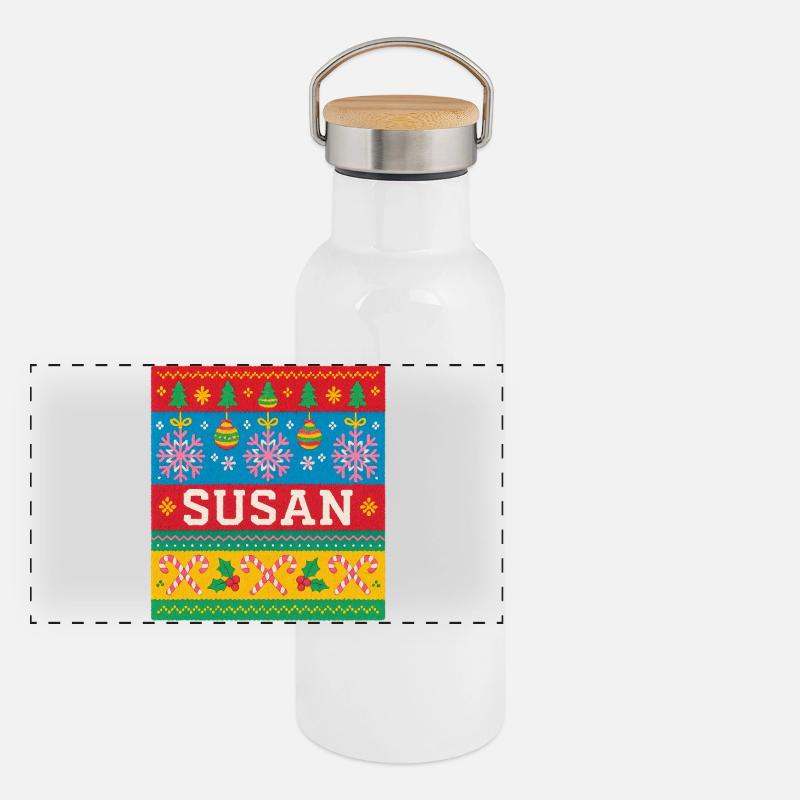 Art de Noël personnalisé de Susan Gourde isotherme avec bouchon en bambou