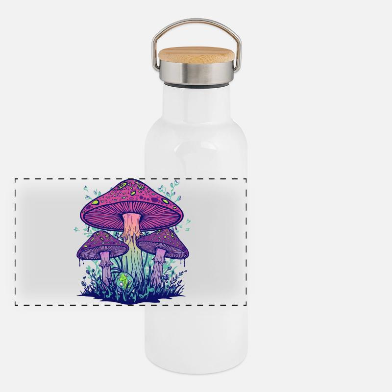 Champignons Psychedéliques Violet Gourde isotherme avec bouchon en bambou