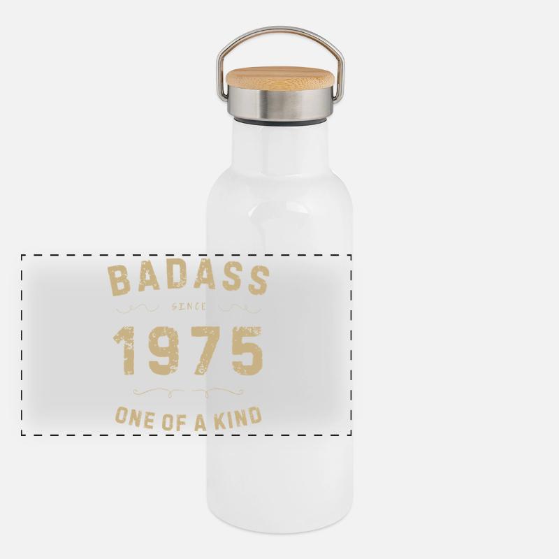 Badass 1975 : Style rétro unique Gourde isotherme avec bouchon en bambou