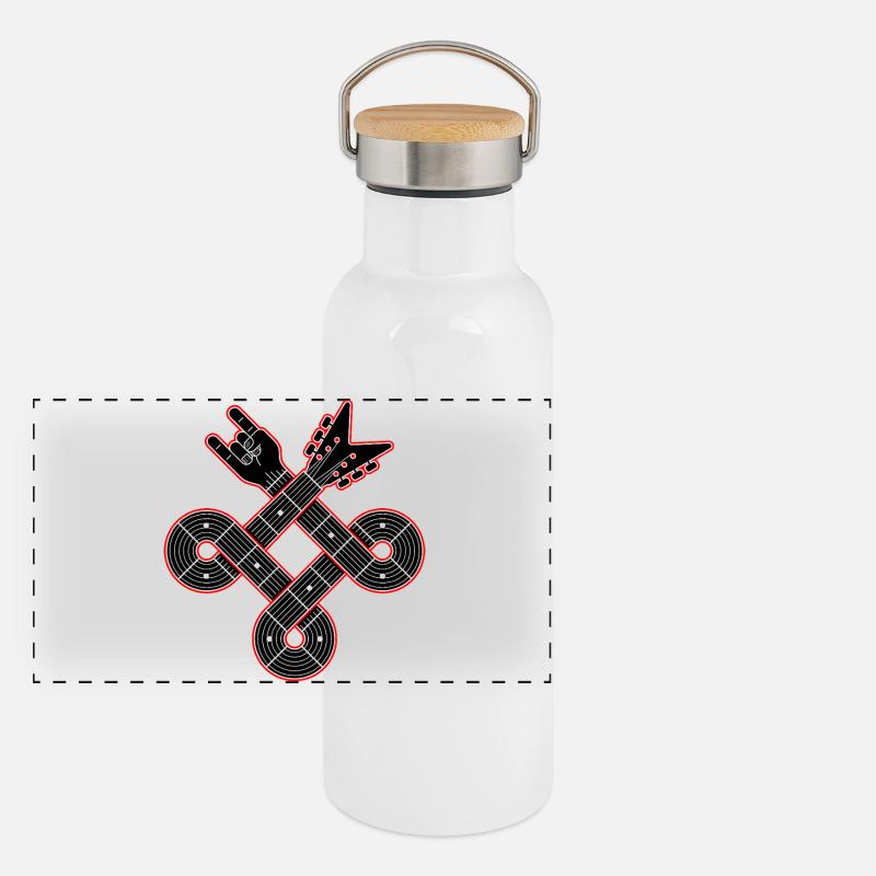 Keltische Knotengitarre mit Fingerhörnern Panorama Thermosflasche mit Bambusdeckel