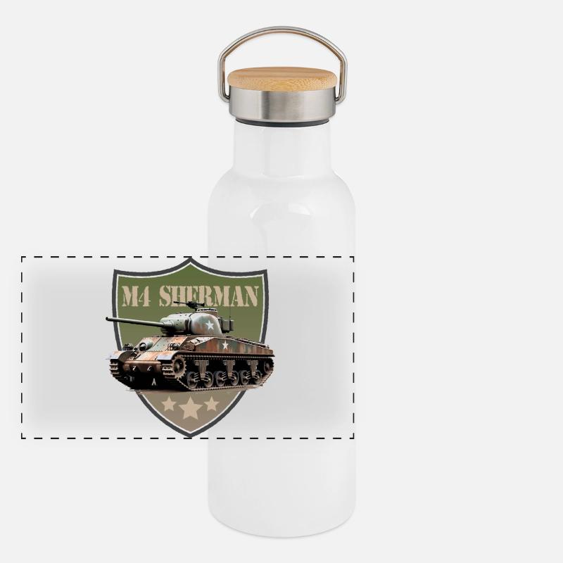 Blason du char M4 Sherman Gourde isotherme avec bouchon en bambou