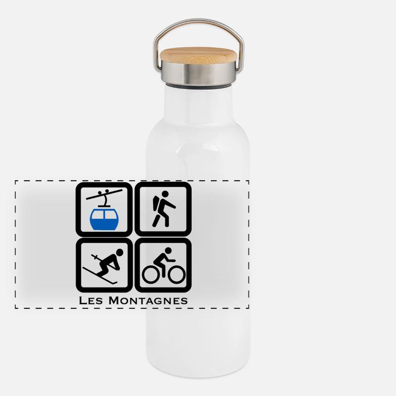 Die Berge Panorama Thermosflasche mit Bambusdeckel