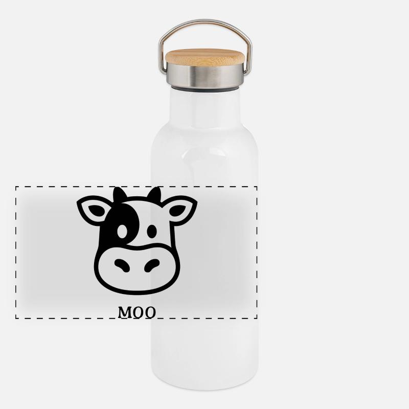 Kuh Silhouette Hinterhof Stil Panorama Thermosflasche mit Bambusdeckel