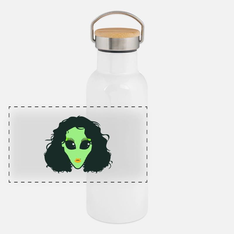 alien_drag_queen - Panoramic Thermal Bottle with Bamboo Lid - white