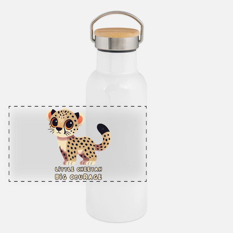 Petit guépard, grand courage Gourde isotherme avec bouchon en bambou