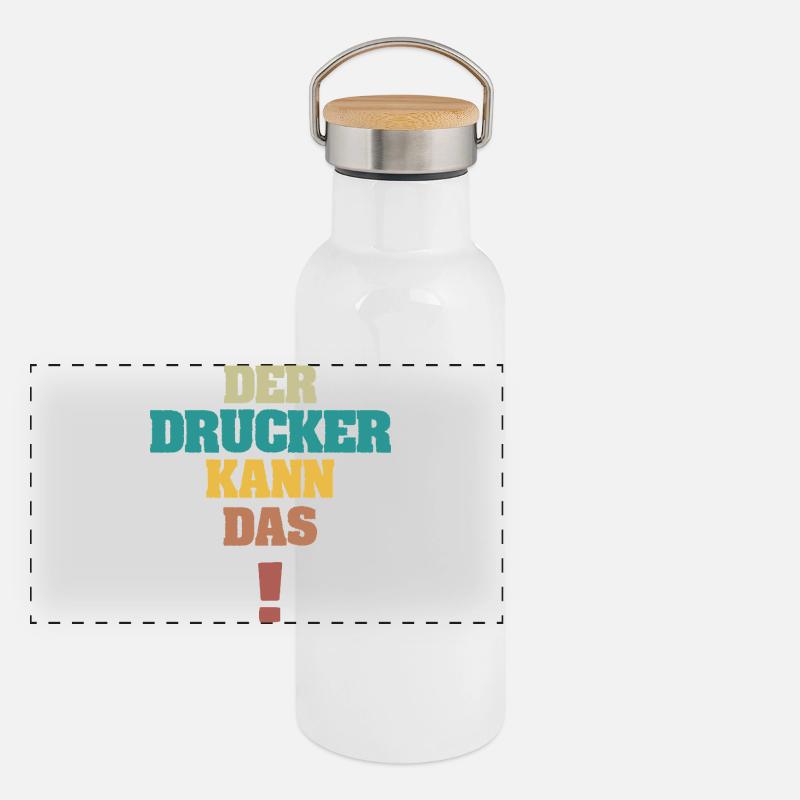 Drucker Panorama Thermosflasche mit Bambusdeckel