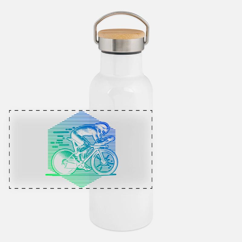 Attention aux fans de vélo de route, déclaration simple Gourde isotherme avec bouchon en bambou