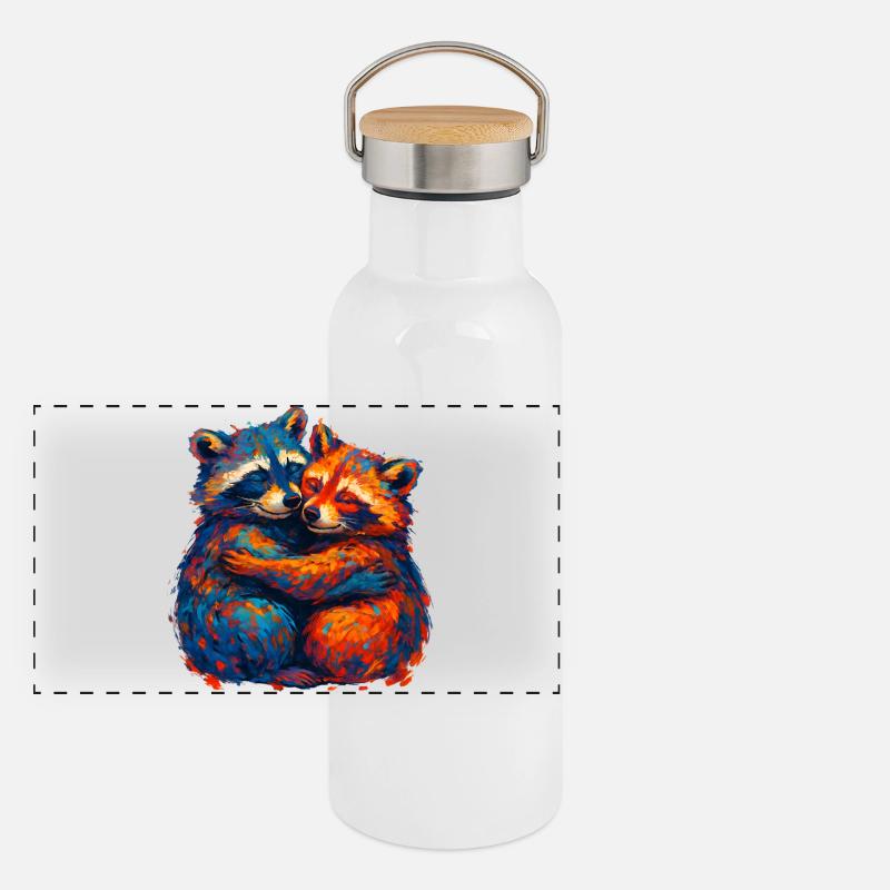 Câlin coloré de raton laveur Gourde isotherme avec bouchon en bambou