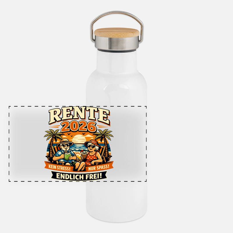 Rente 2026  Panorama Thermosflasche mit Bambusdeckel