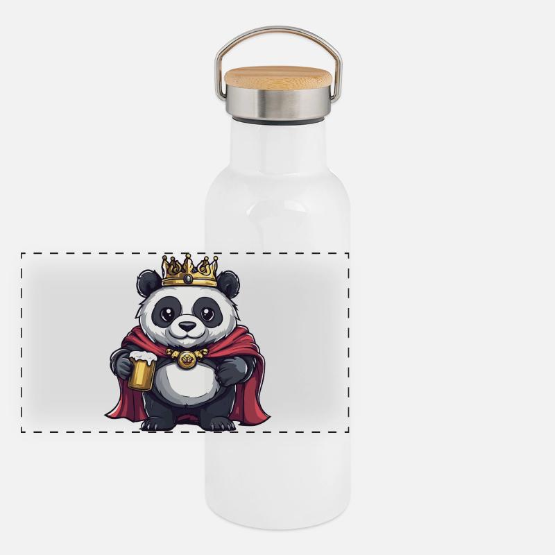 Panda Beer King Gourde isotherme avec bouchon en bambou